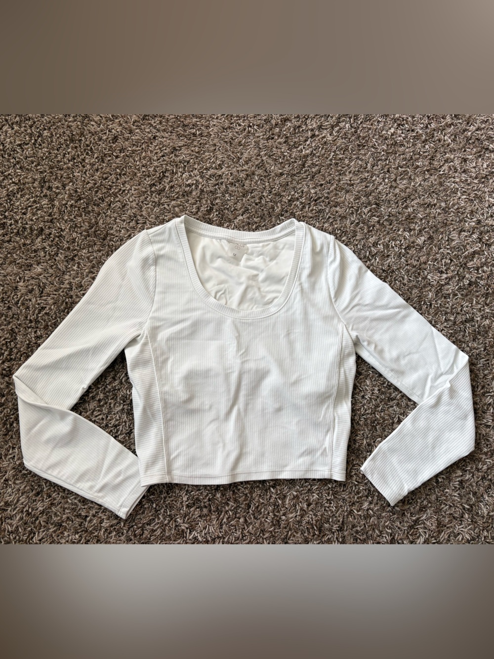 White Long-Sleeve Scoop Neck Women’s Top